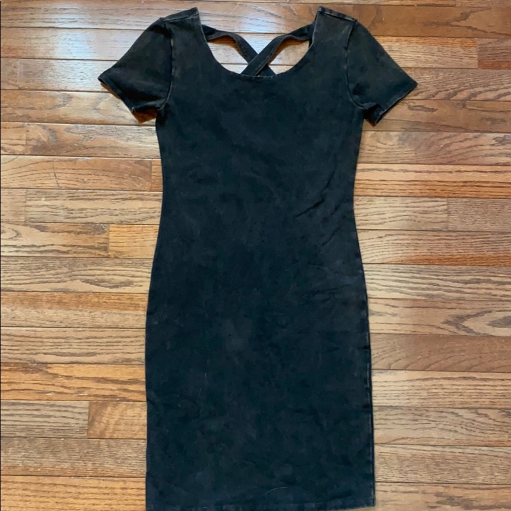 Black acid wash body-con dress